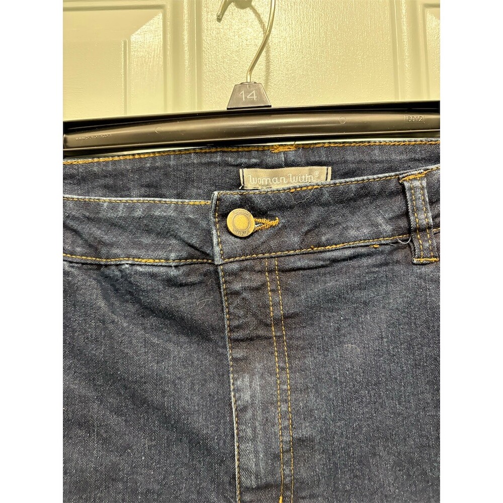 Woman Within Womens Bermuda Denim Shorts Size 14W Dark Wash Cuffed Hem - Picture 4 of 9